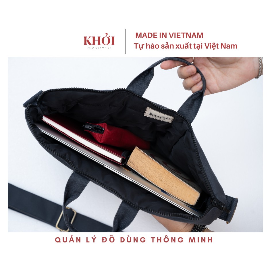 Túi đeo laptop 14inch, 15inch KHỞI CANVAS Quai Đeo Chéo,Thiết Kế Tối Giản, Sang Trọng