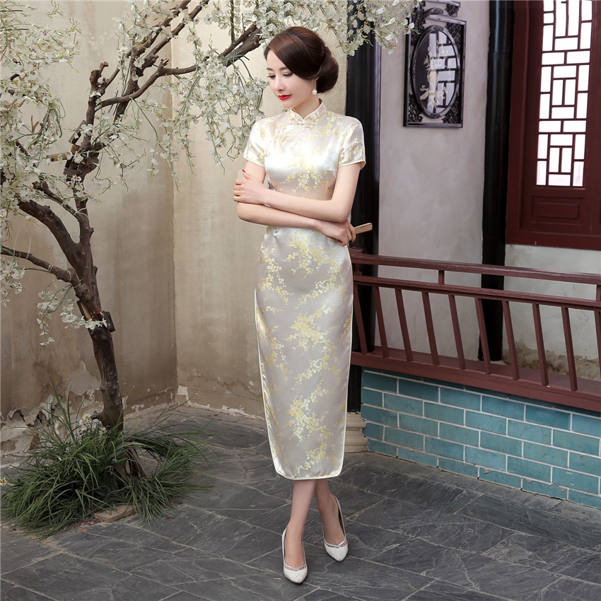 Chinese Qipao National Long Cheongsam Plus Size Female Plum Costume Women Dress Qipao 3XL 4XL 5XL