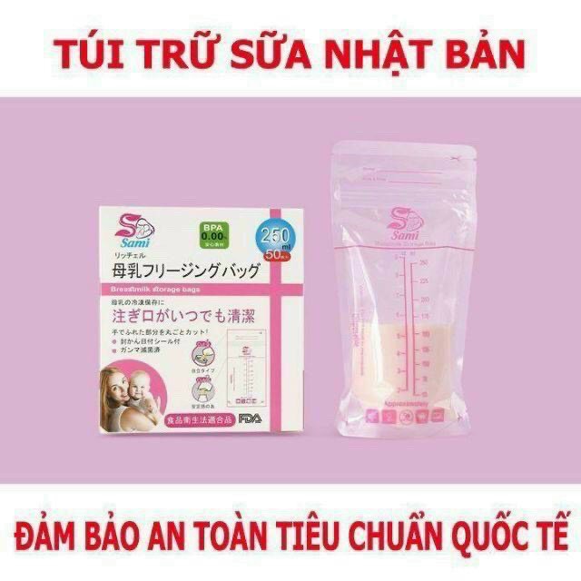 Túi trữ sữa, túi zip trữ sữa hộp 50 túi dung tích 250ml đã được tiệt trùng an toàn - S5