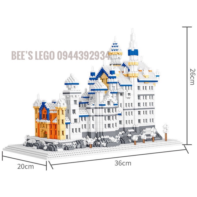 Bộ đồ chơi xếp hình lắp ráp lâu đài kiến trúc Hồ thiên Nga Swan lake Castle Mini block city building