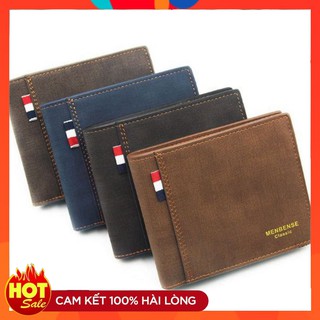 Ví Da Bò Thật 100% Tem cờ, Hoa Văn Vải Thô Thời Trang Nhập Khẩu Chính Hãng Siêu Bền HOT