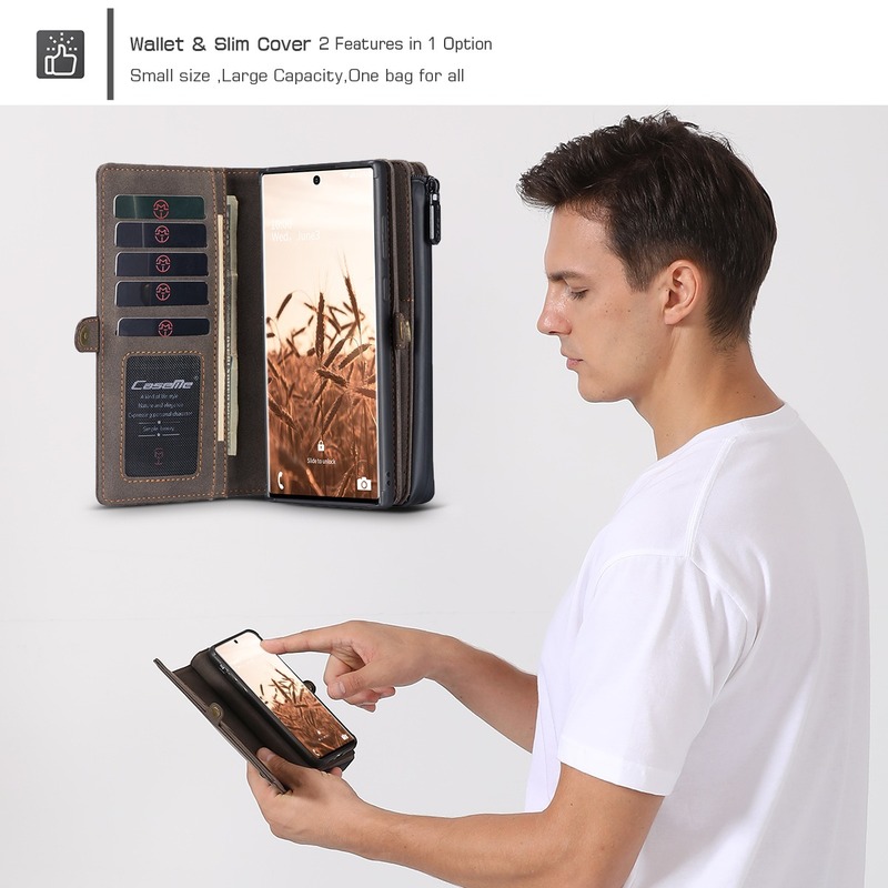 Bao da kiểu ví từ tính có ngăn thẻ khóa kéo cho Samsung Galaxy Note 20 Ultra/S20 Ultra S20+ Plus 5G/Note 10 Plus