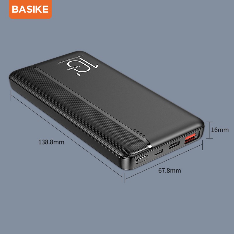 Sạc Dự Phòng BASIKE PT108D 10000mAh PD22.5W 2 Cổng USB Cho iPhone Huawei Samsung Xiaomi Oppo Vivo Realme