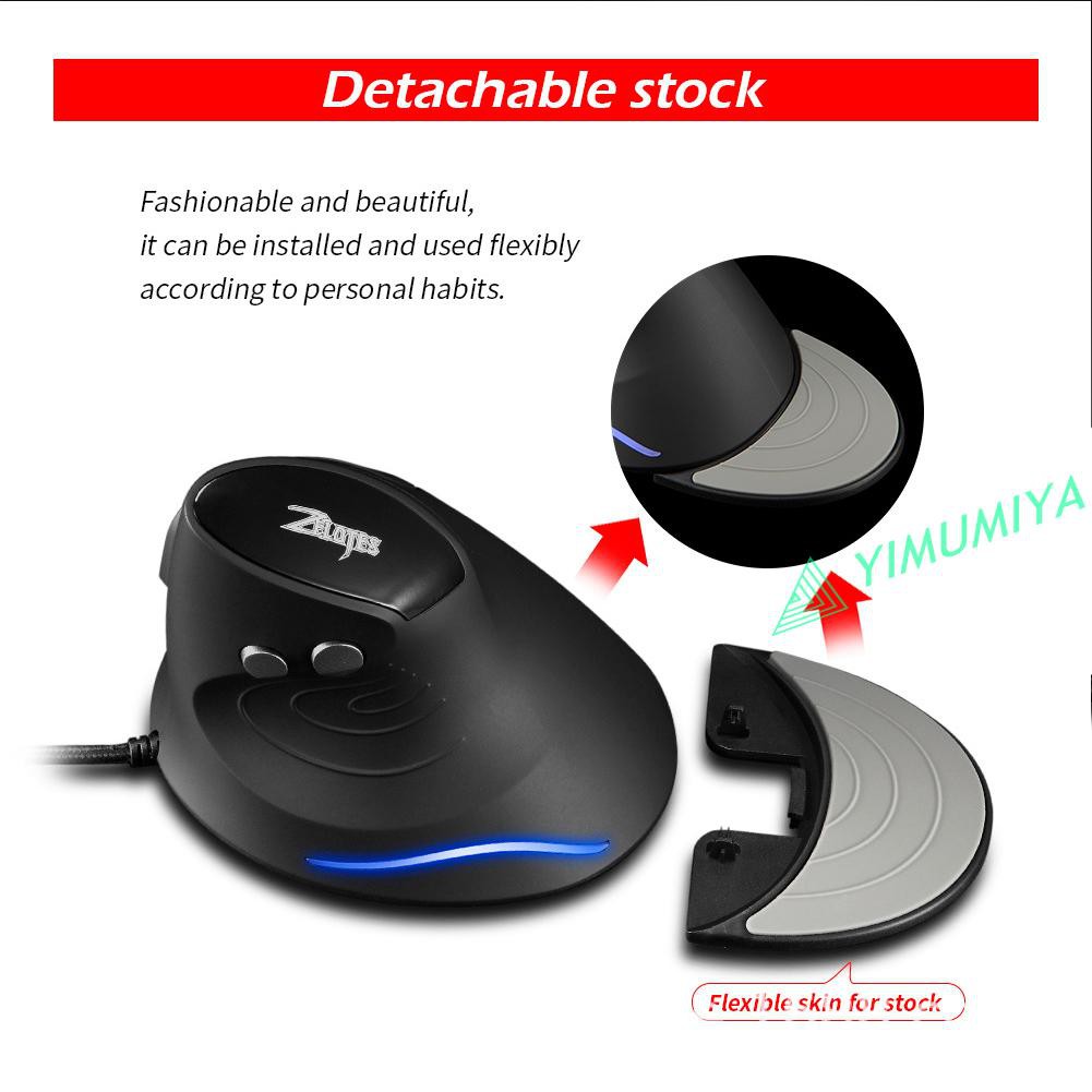 YI ZELOTES 3200DPI Gaming Mouse Upright Wired 6 Button LED Desktop Game Mouse