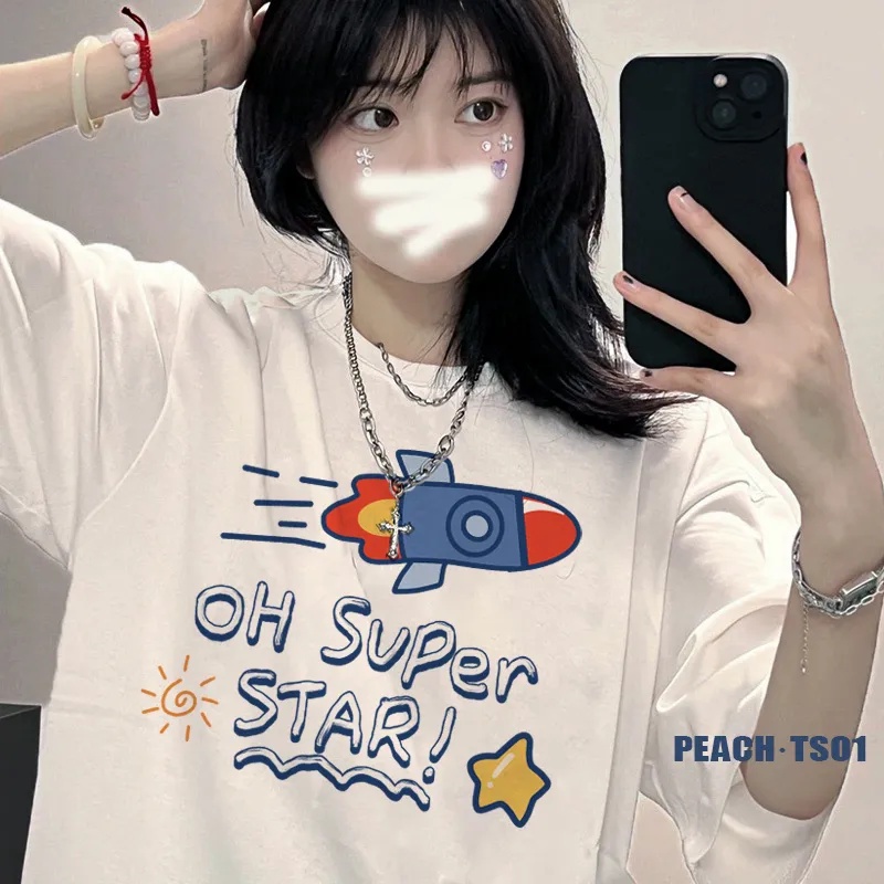 NRVP Áo Thun 100% Cotton Dáng Rộng Thời Trang Hàn Quốc Cho Nữ