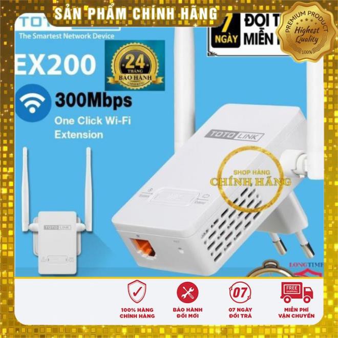 (giá khai trương) Bộ Kích Sóng Wifi Repeater 300Mbps Totolink EX200 - Hàng Chính Hãng