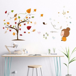 Decal dán tường cho bé hình lá phong