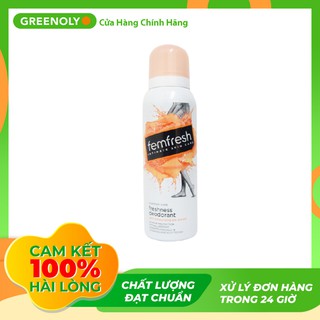Xịt Thơm Mát Vùng Kín Femfresh Deodorant Spray 125 chiết xuất Cúc la mã, hoa Hướng dương khử mùi làm sạch- Greenoly