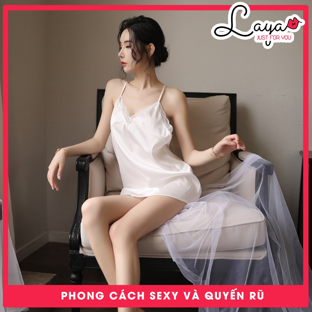 Váy ngủ sexy – Đầm ngủ sexy màu trắng xuyên thấu vô cùng gợi cảm - Free size cho nữ từ 40 đến 58kg, Mã Laya Sexy VN015