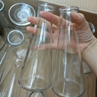Lọ hoa decor phòng/ Bình hoa thủy tinh dáng tam giác tặng kèm dây dừa trang trí ( chỉ tặng dây không tặng nút)