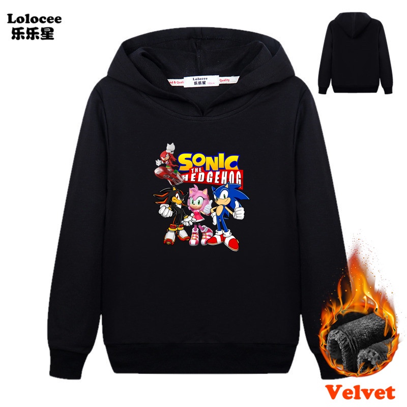 Áo hoodie nhung họa tiết hoạt hình Sonic cho bé trai 5-14 tuổi