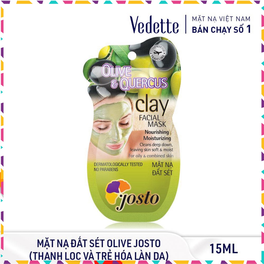 ☀️ Mặt Nạ Đất Sét Trắng Và Olive JOSTO 15ml - DƯỠNG ẨM & NUÔI DƯỠNG LÀN DA - TPM033