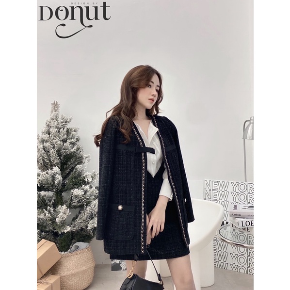 Set dạ xích nơ cài 2 màu đen/be | BigBuy360 - bigbuy360.vn