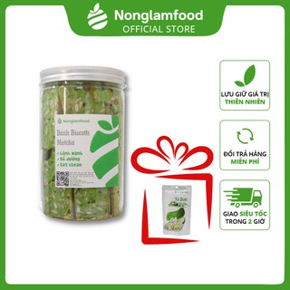 Bánh Biscotti Ăn Kiêng Matcha Nông Lâm Food 250g | Tặng kèm 1 vỏ bưởi dẻo 25g