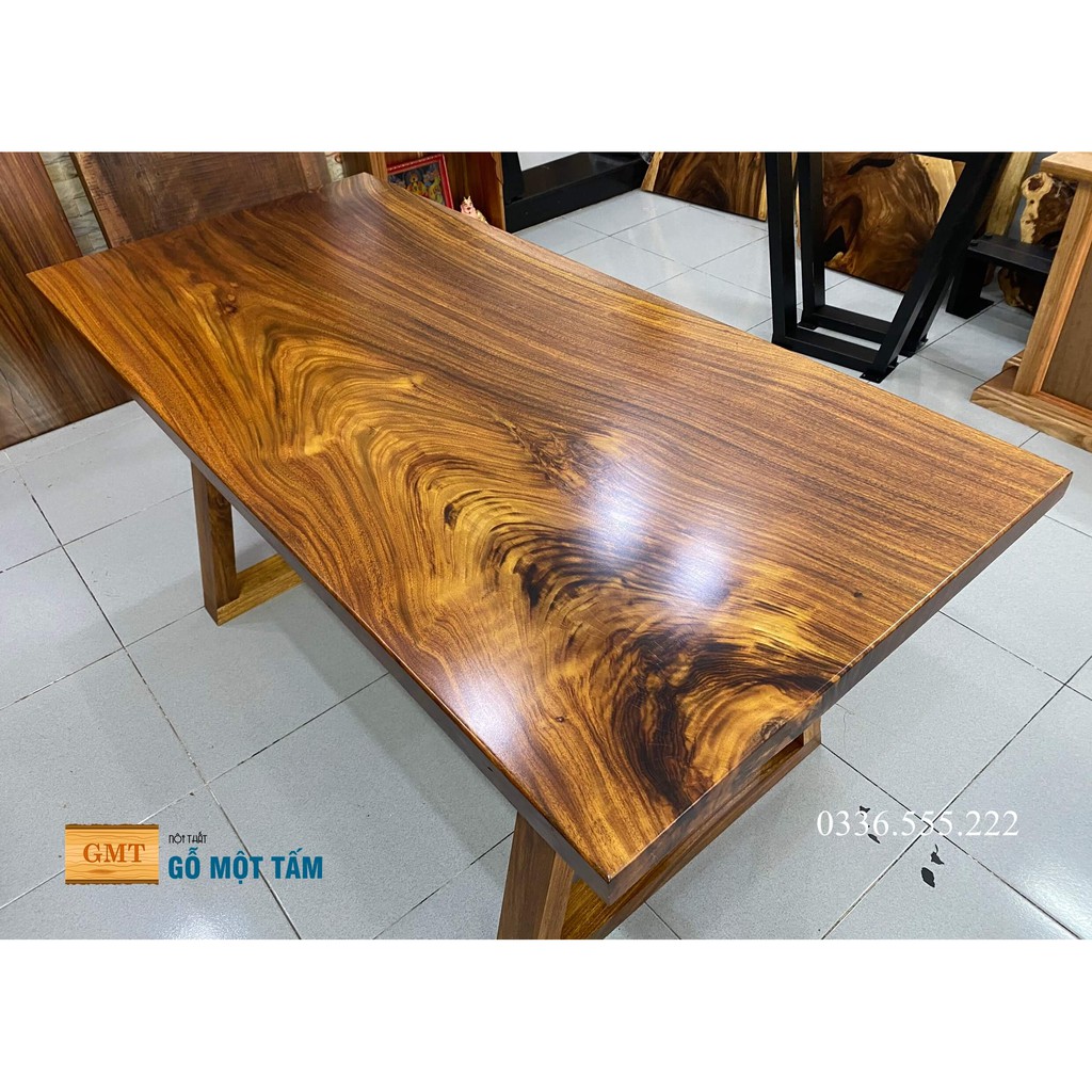 Bộ bàn gỗ me tây nguyên tấm dài 1,6m