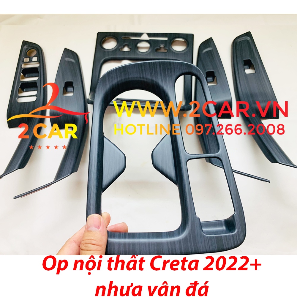 Ốp nội thất xe Huyndai Creta 2022, 2023 Hàng nhựa vân Đá cao cấp