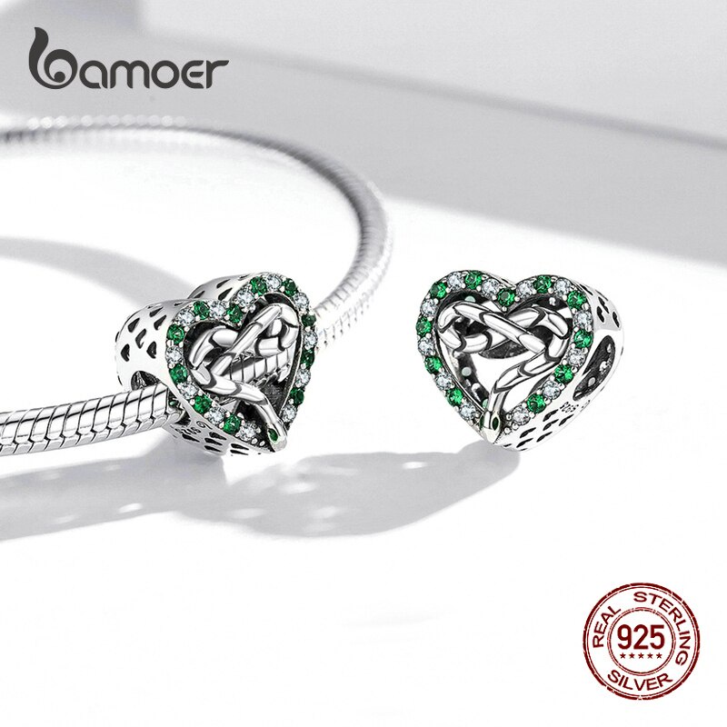Mặt trang sức BAMOER bằng 100% bạc 925 đính đá zircon đầy màu sắc làm vòng đeo tay/ trang sức thủ công DIY