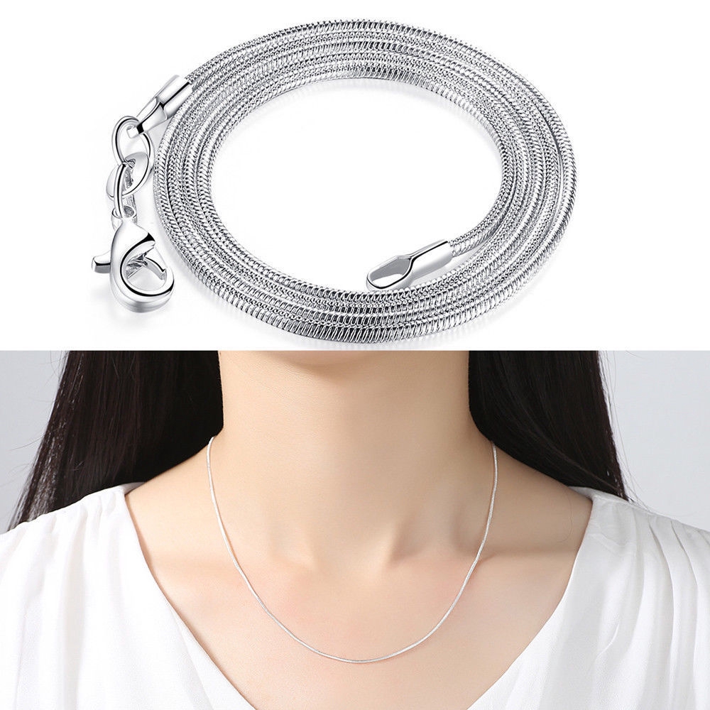 ☆➔❤wholesale 925sterling solid Silver 1mm snake chain Necklace 16-24inch