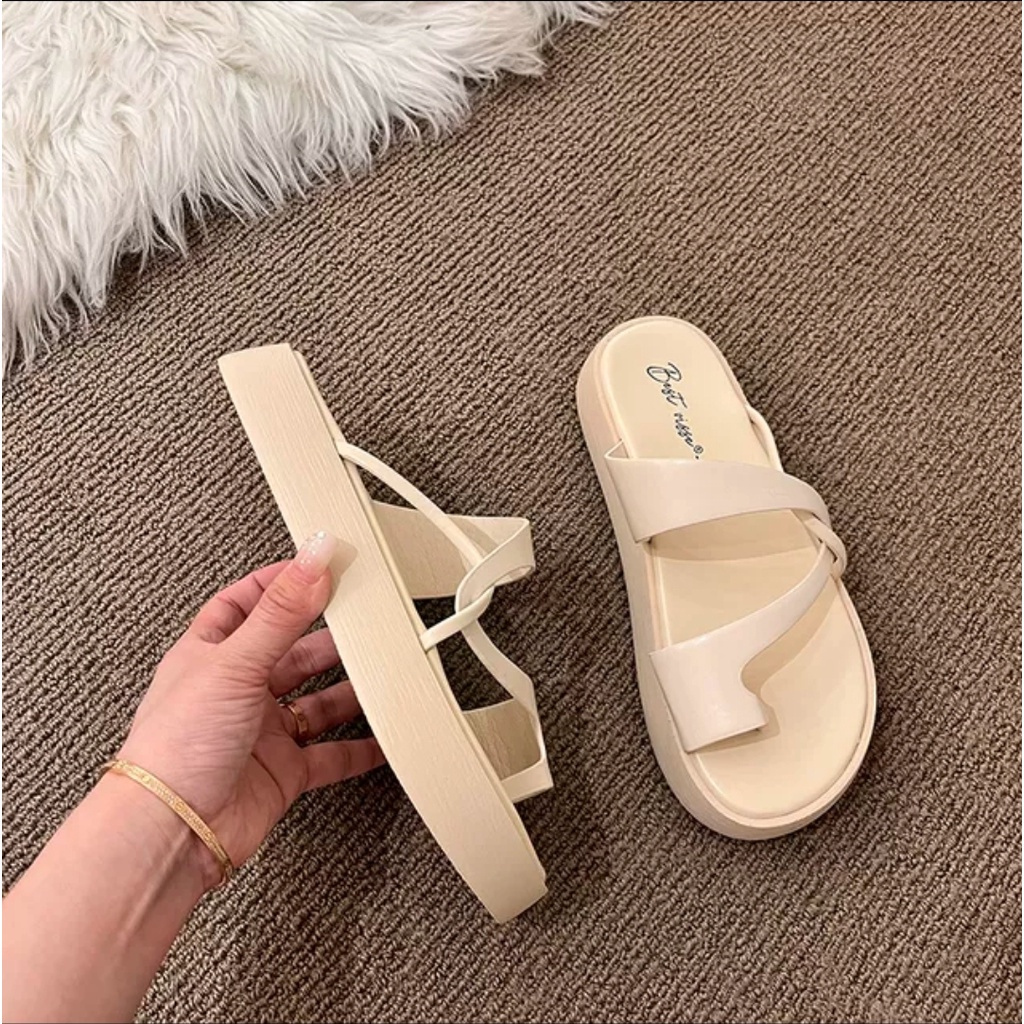 Dép đê độn quai kiểu 2,5p mới 2 màu trắng đen 0309 màu trắng mới ifashion