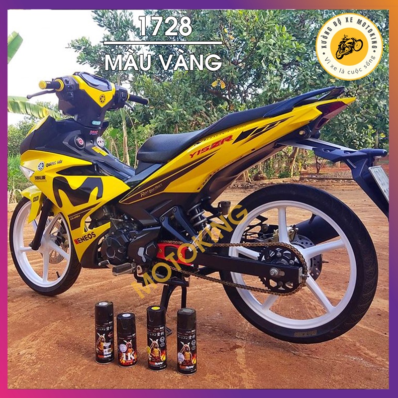 Combo Sơn Samurai màu vàng 1728 loại 2K chuẩn quy trình độ bền 5 năm gồm 4 chai 2K04 - 102 - 1728 - 2K01