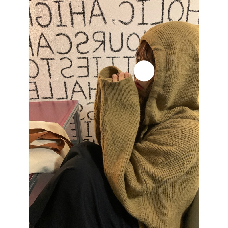 Áo khoác cardigan ZHELIHANGFEI dệt kim tay dài dáng rộng có mũ thời trang phong cách preppy