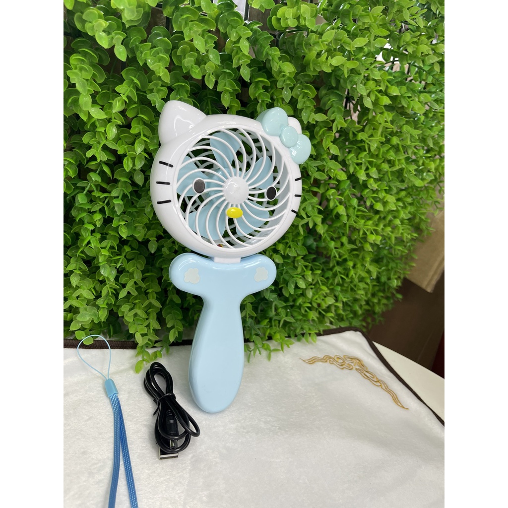 Quạt Cầm Tay Mini Hình Kitty Mini Fan Sạc USB Nhỏ Gọn CS1195 Thiết Kế Nhẹ Nhàng Đẹp Mắt, Thuận Tiện Sử Dụng.