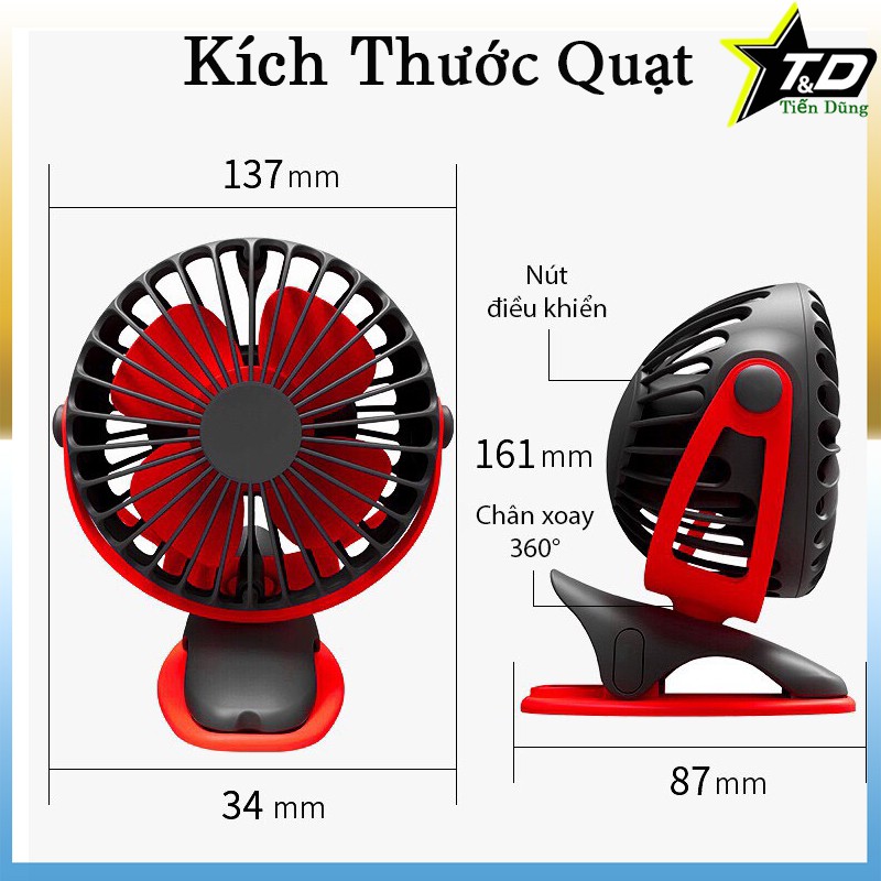 Quạt kẹp tích điện mini Yoobao F04 pin 6400 xoay 720 độ pin 32,5 tiếng có 4 chế độ gió