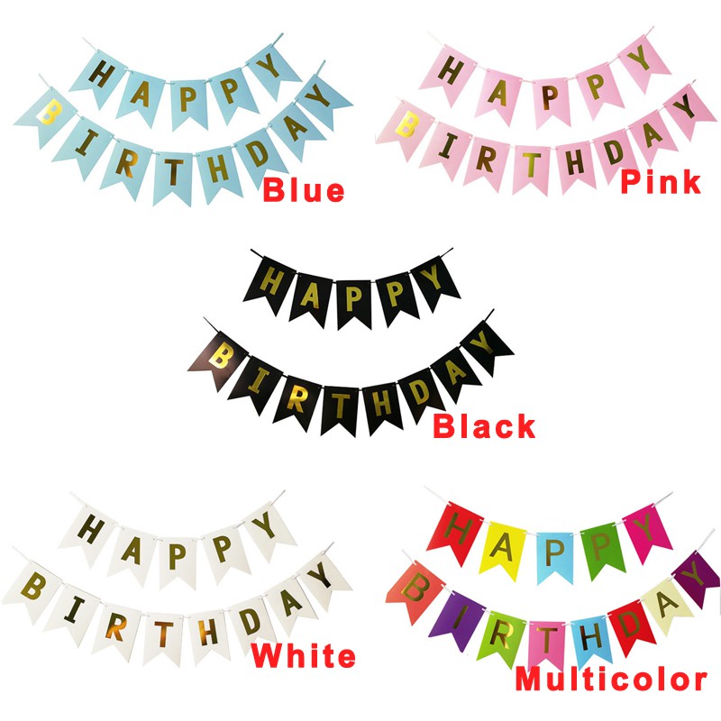 Băng Rôn Happy Birthday Treo Trang Trí Tiệc Sinh Nhật Xinh Xắn