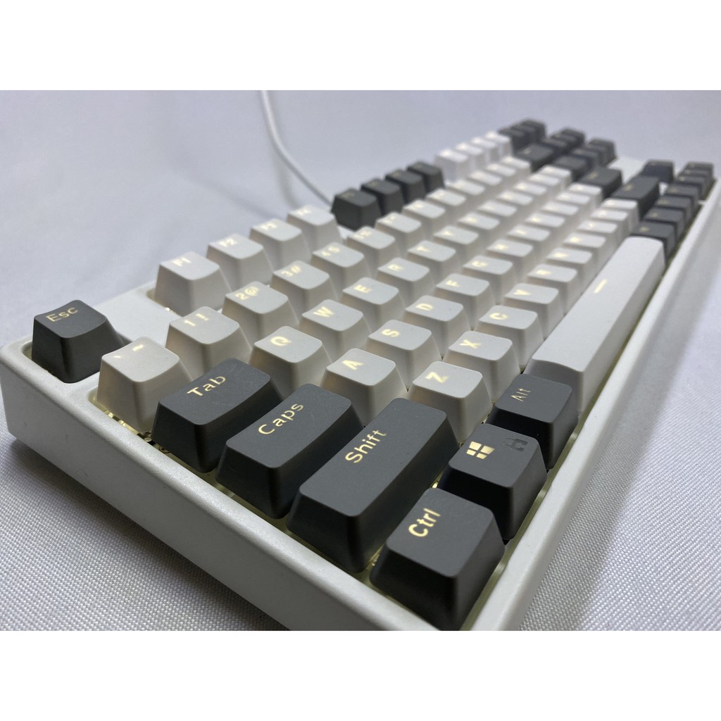 Keycaps màu trắng xám, 87 Phím PBT Bàn phím cơ Keycaps Bàn phím cơ Double Backlit Word Màu trong suốt Phím chơi game dành cho Bàn phím bố cục Hoa Kỳ cho Cherry MX