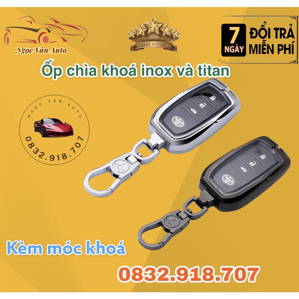 Ốp chìa khóa inox Camry, Fortuner, 2014-2015-2016-2017-2018 chìa khóa thông minh