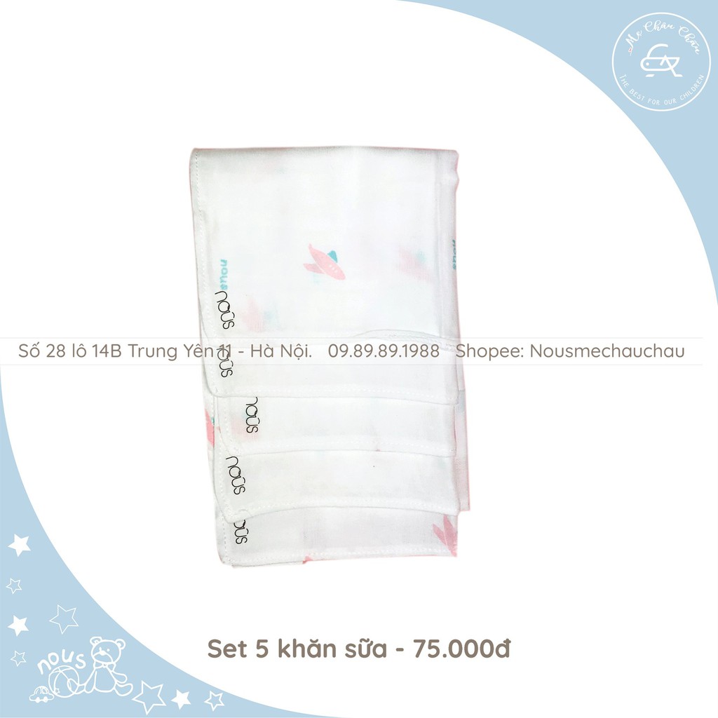 Set 5 Khăn Sữa Hình Máy Bay Hồng NOUS