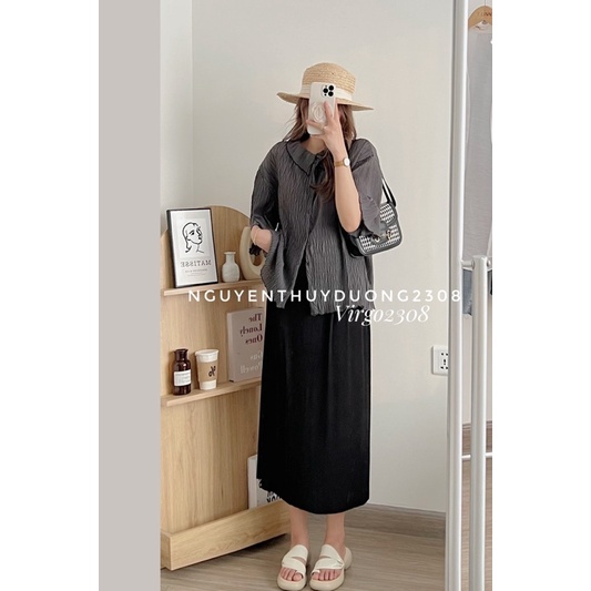 [NEW]CHÂN VÁY MIDI XẾP LI CHẤT THUN TĂM 0956 style Ulzzang