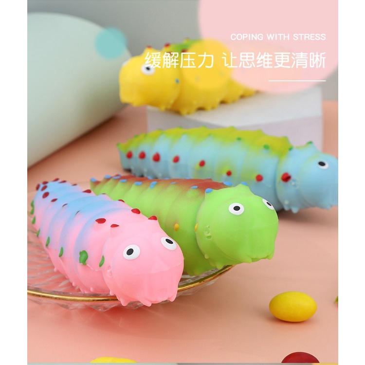 Squishy hình con SÂU BƯỚM Mochi mềm mịn dễ thương chân thực giảm stress co dãn đàn hồi ngộ nghĩnh bóp giải trí