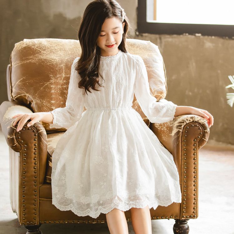 Đầm Công Chúa Phối Ren Màu Trắng Thiết Kế Mới Đáng Yêu Dành Cho Bé Gái