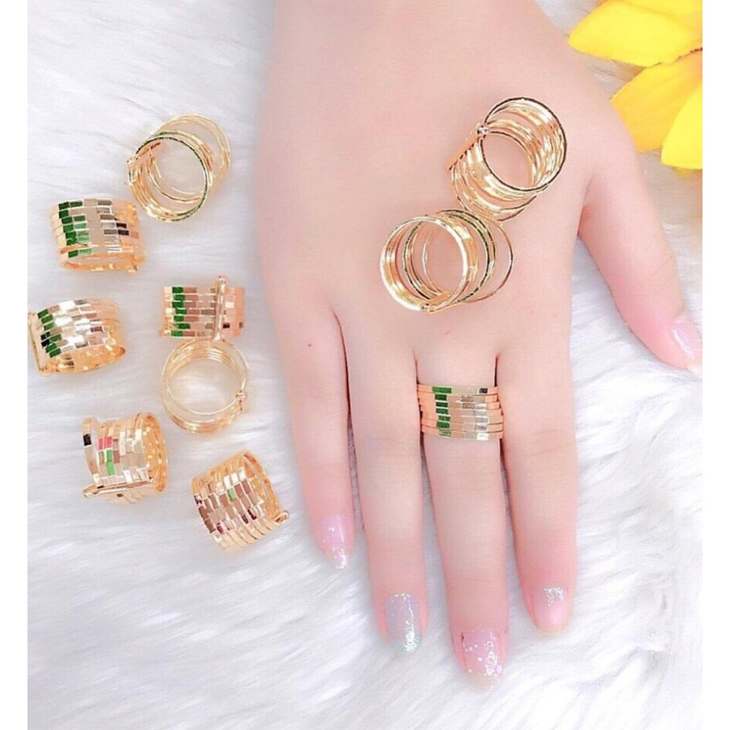 Nhẫn Nữ Xi Men 07 vòng mạ vàng 18 K  - Bền Màu - Bao đổi trả, hoàn tiền nếu sản phẩm kém chất lượng