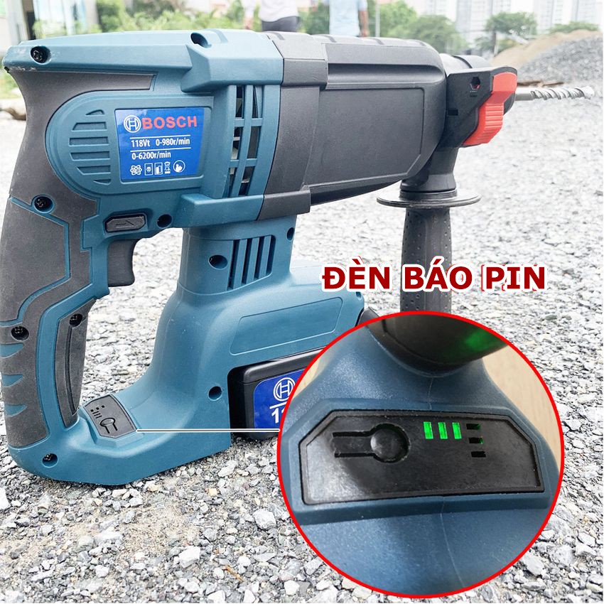Máy Khoan Bê Tông Dùng Pin BOSCH 118V 3 Chức Năng - Máy Khoan Đục Bê Tông Cầm Tay