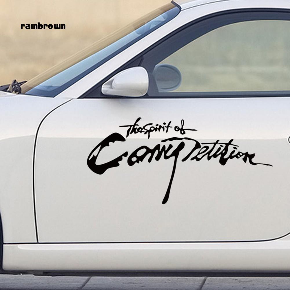 Nhãn dán phản quang họa tiết chữ the spirit of competition trang trí xe hơi