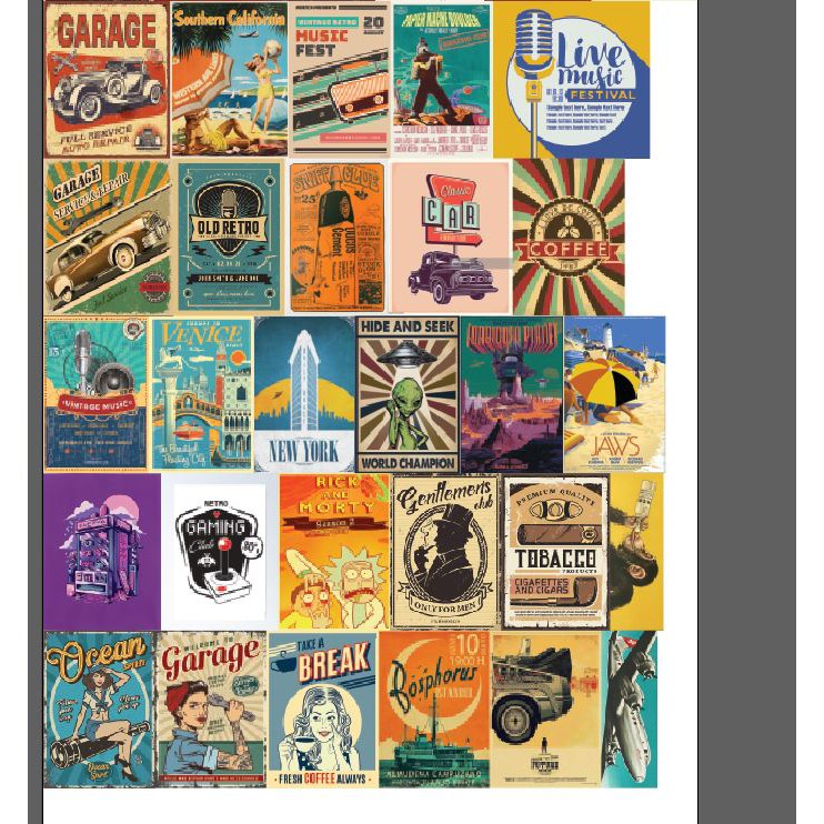 [Hơn 100 mẫu] Set hình dán phong cách Retro trang trí