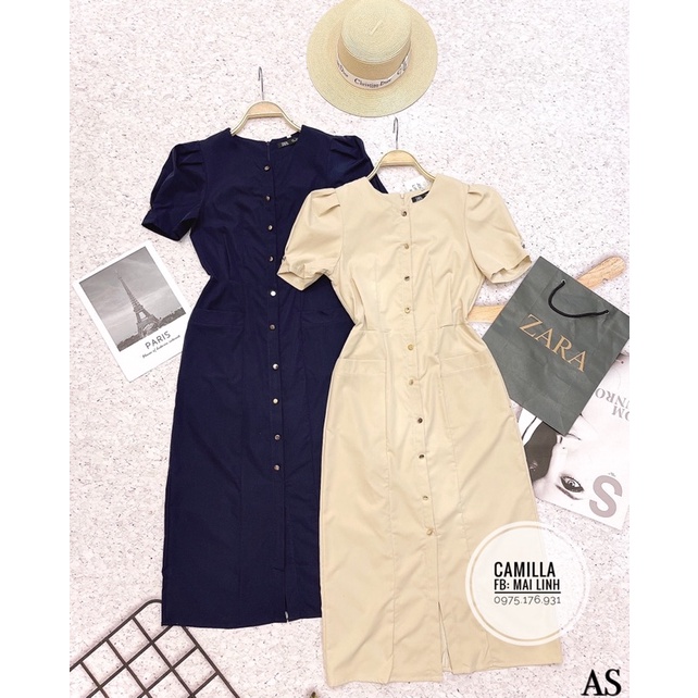 ✨ĐẦM MIDI DÀI✨Đầm midi tay bồng phối cúc đồng dọc thân - cổ tròn | BigBuy360 - bigbuy360.vn