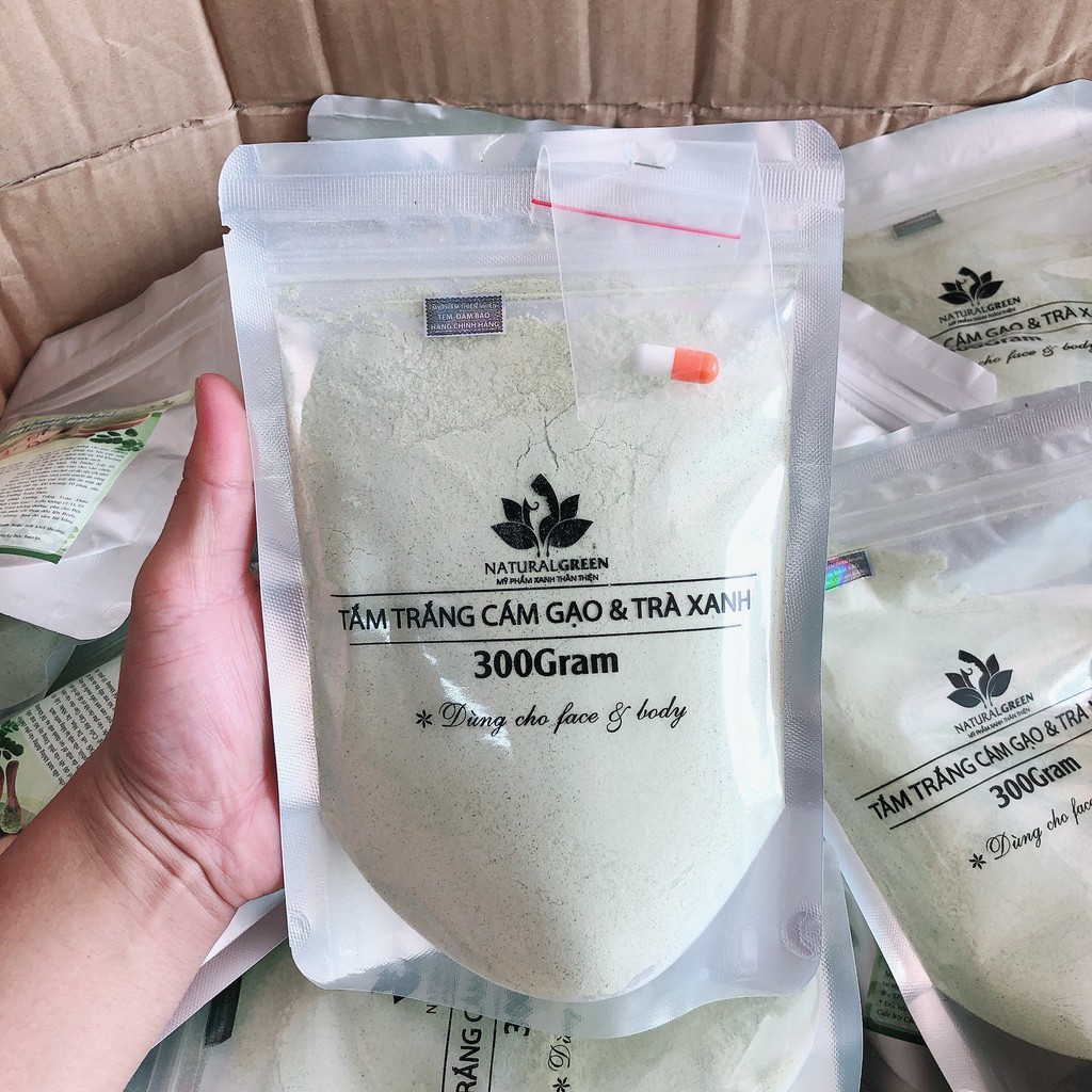Gói 300gr tắm trắng cám gạo trà xanh,đắp mặt dưỡng da dùng cả cho face & body | BigBuy360 - bigbuy360.vn