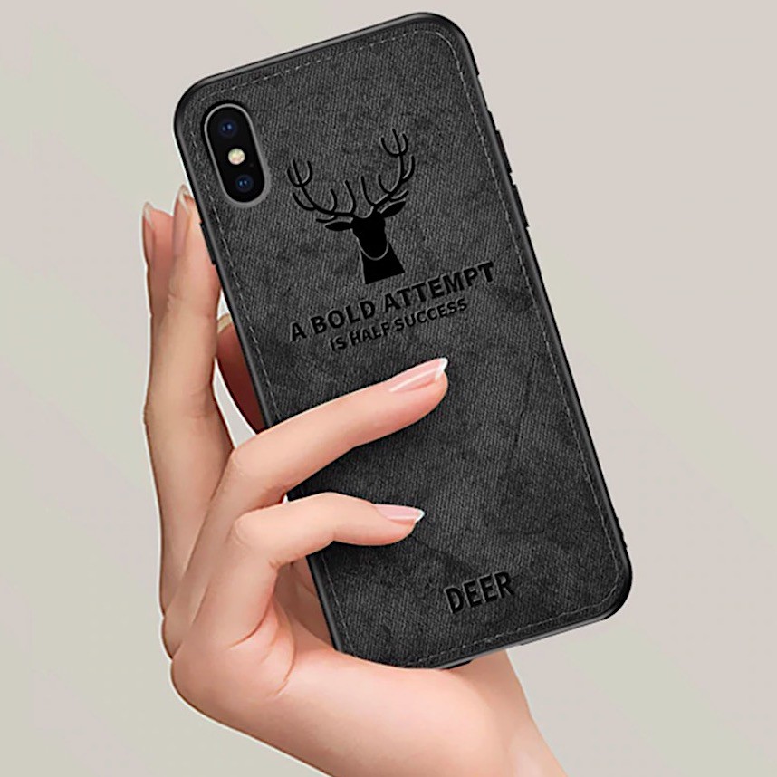 [ iPhone X ] Ảnh thật Deer case ốp hươu silicon vải Jeasn
