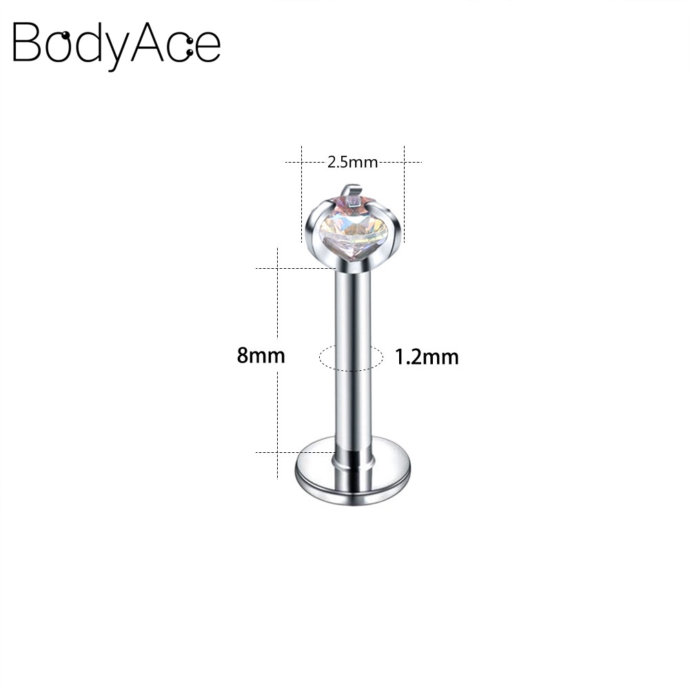 Set 2 khuyên tai/ môi bằng thép không gỉ đính đá thời trang