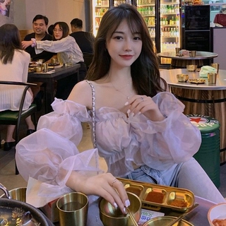 Áo kiểu trễ vai tay dài xinh xắn thời trang mùa thu cho nữ