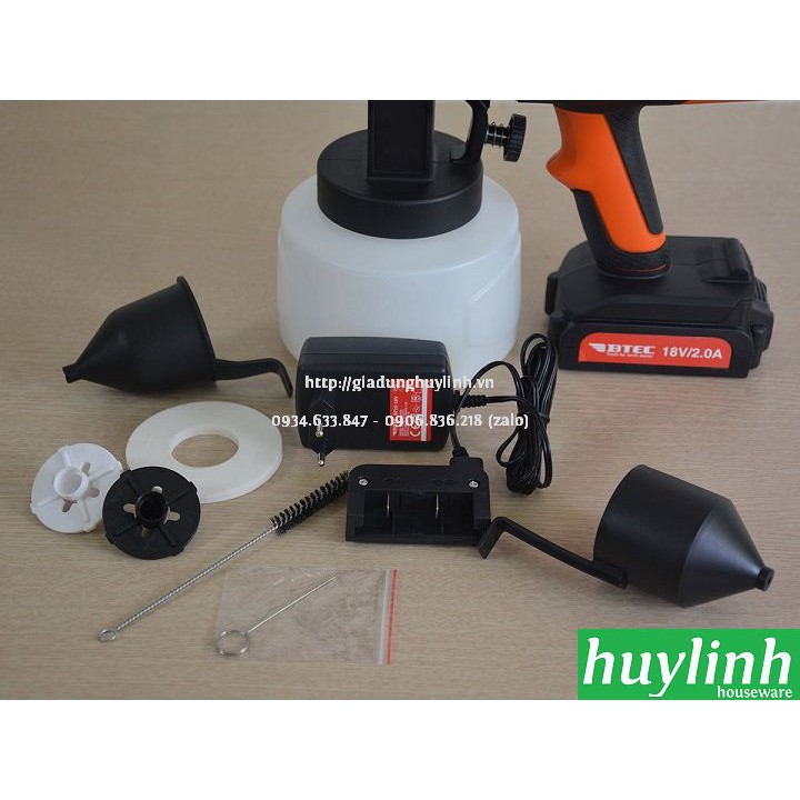 Máy phun sơn dùng pin Btec BT16-18V - 2000mAh - 3 béc phun