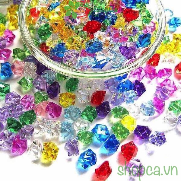 Đá pha lê nhựa nhiều màu trang trí hồ cá, chậu cây cảnh - sỏi nhựa cao cấp làm tiểu cảnh bể cá
