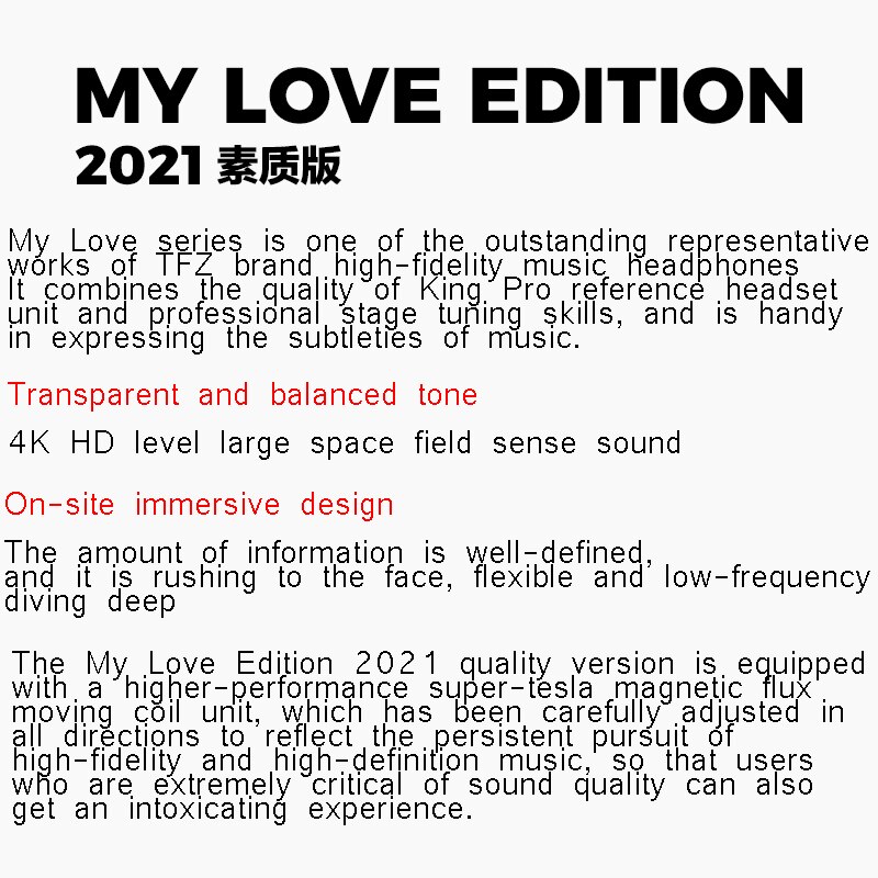Tai Nghe Nhét Tai Tfz Chống Ồn Chất Lượng Cao 2021 TFZ My Love Edition In Ear Monitor Headphones