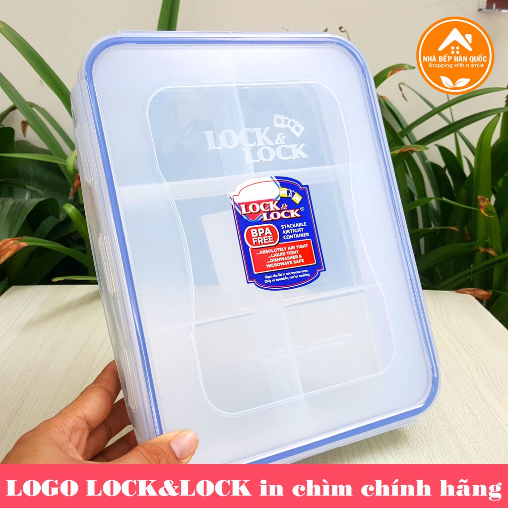 Hộp nhựa đựng thực phẩm, hộp đựng thức ăn Lock and Lock chia ngăn HPL832C 2.7L