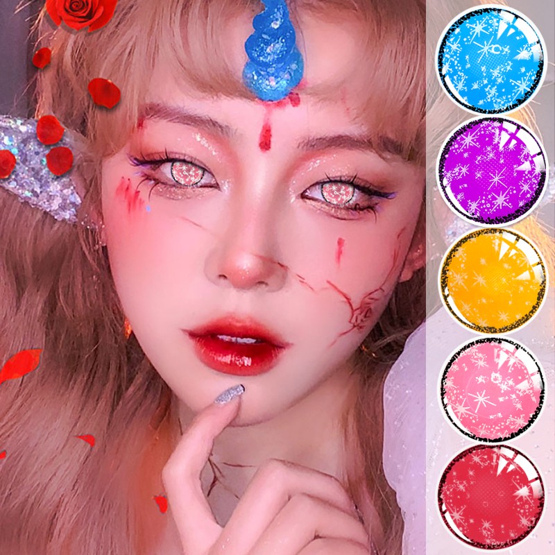 [Hàng mới về] Set 2 kính áp tròng nhiều màu tùy chọn phong cách anime dùng hóa trang halloween