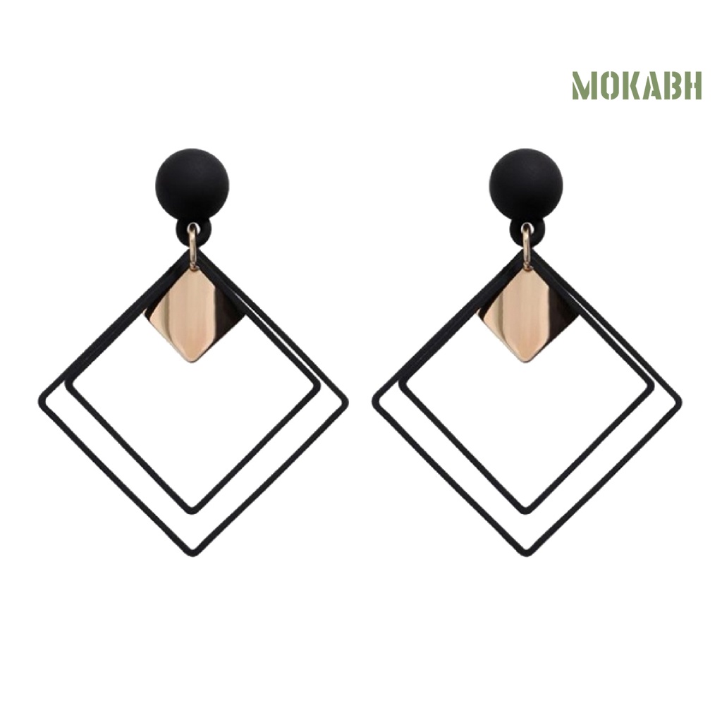 1 Đôi Bông Tai Hình Vuông Hợp Kim Thời Trang