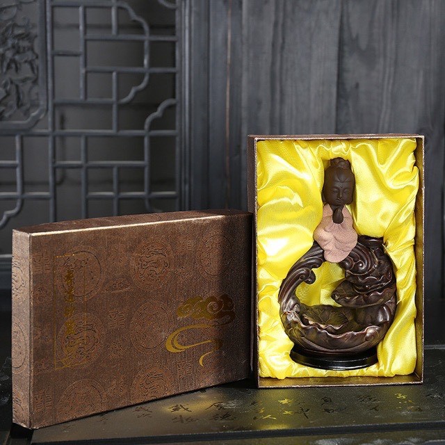 Thác khói trầm hương tặng 3 nụ trầm thác phật thích ca tọa thiền đài sen